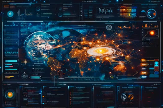 Diagram Scientific information futuristic and Technological Dashboard Map.