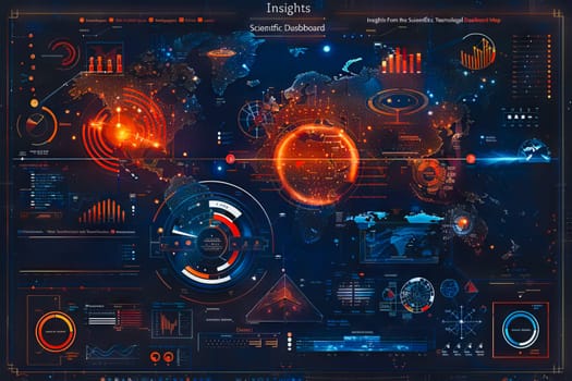 Diagram Scientific information futuristic and Technological Dashboard Map.