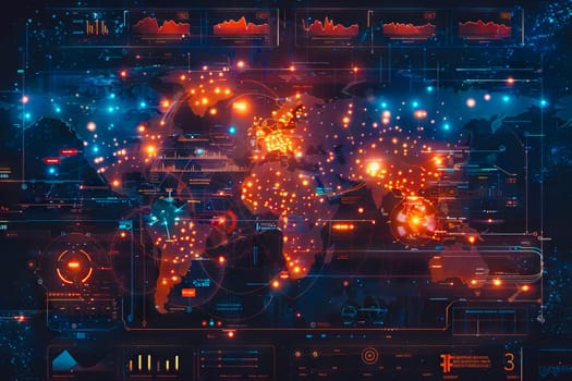 Diagram Scientific information futuristic and Technological Dashboard Map.