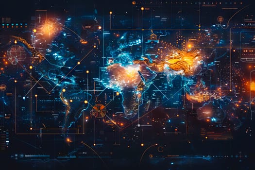 Diagram Scientific information futuristic and Technological Dashboard Map.