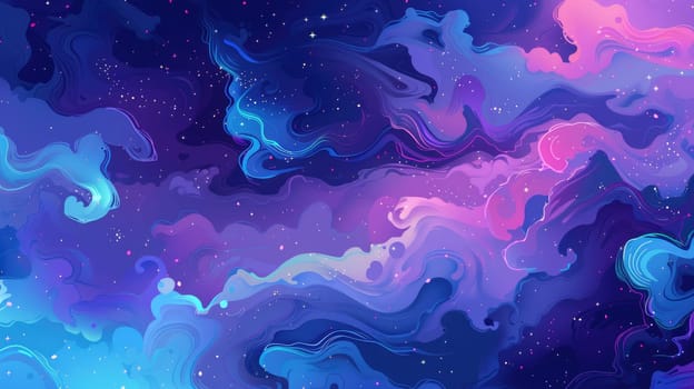 A mesmerizing digital painting of a colorful nebula with vibrant hues of blue, purple, and pink. AIG51A.
