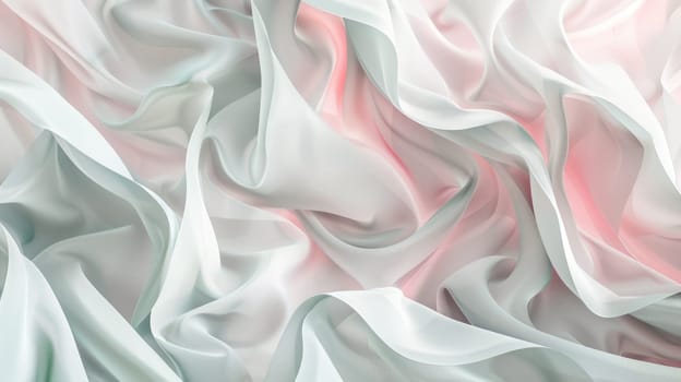 A close up of a crumpled light pink and blue silk fabric. AIG51A.