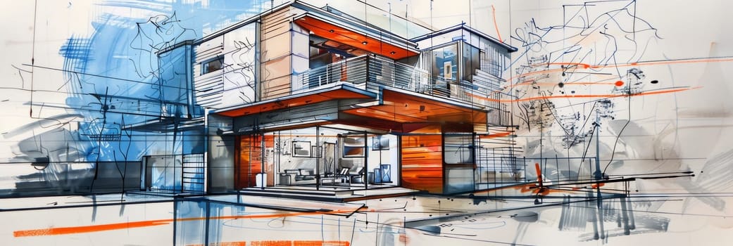 A captivating drawing of a building adorned with a myriad of windows, exuding an aura of light and warmth.