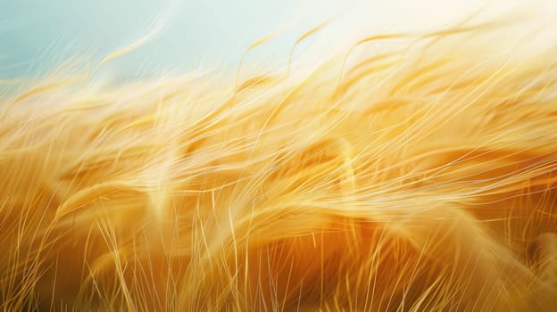 A close up of a wheat field swaying in the wind, a beautiful natural landscape showcasing agriculture and the peacefulness of the meadow AIG50