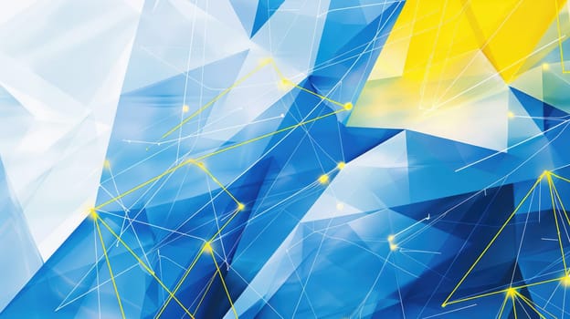 A blue and yellow geometric background. AIG51A.