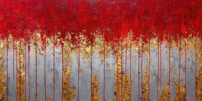 The abstract picture of the gold, red and grey colour that has been painted or splashed on the white blank background wallpaper to form the random shape that cannot be describe yet beautiful. AIGX01.