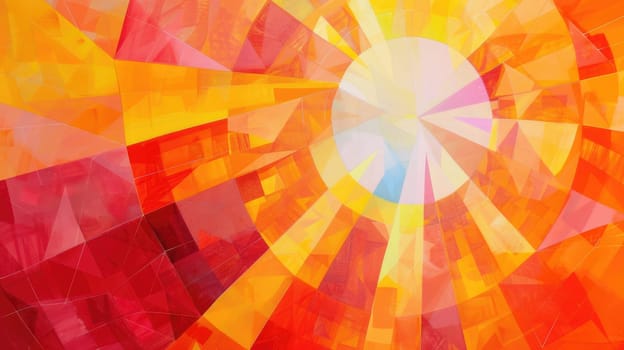 A vibrant abstract background filled with tints and shades of amber, orange, and peach. A white light in the middle adds a touch of heat to this artistic event, creating a beautiful petal pattern AIG50
