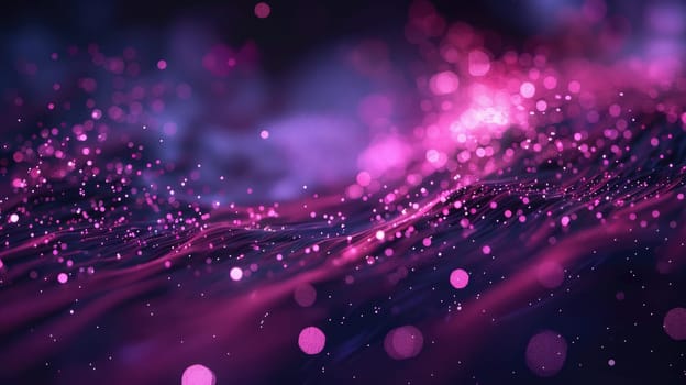 Pink and purple glowing particles form a wave pattern on a dark background. AIG51A.