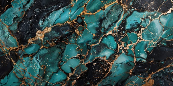 Teal and gold marble texture with veins AIG51A.