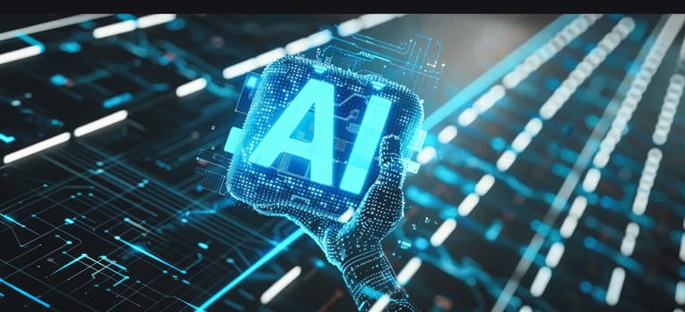 Interact with AI artificial intelligence brain processor in concept of AI artificial intelligence engineering, big data and AI machine learning to use generative AI for business support. LLMs