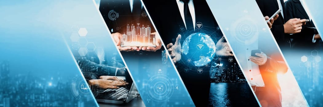 Communication technology , smart connection IOT and people network technology concept. People using connective device to connect to the secured internet network and cloud computing server kudos
