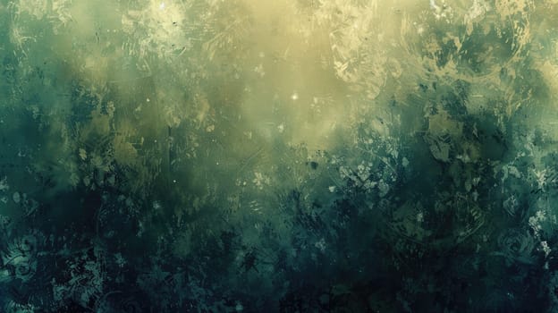 A dark green and yellow abstract painting with a rough texture. AIG51A.