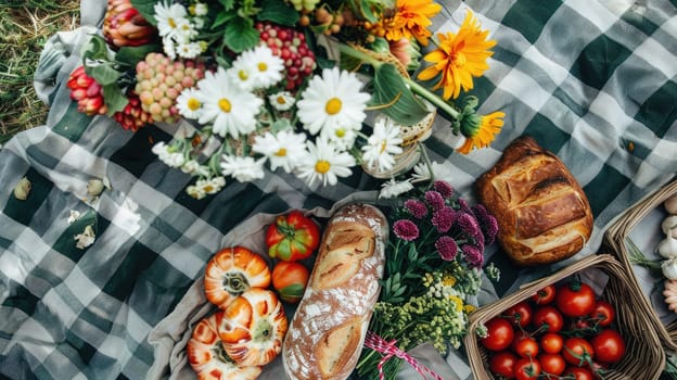 A variety of plantbased foods such as fruits and leafy vegetables are displayed on the table, perfect for creating delicious and healthy recipes with natural ingredients AIG50