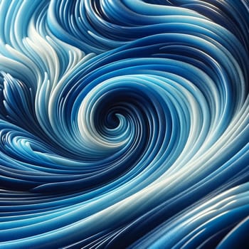 An abstract representation of a blue water wave, capturing the essence of a pure, natural swirl pattern, focusing on texture and fluid motion.