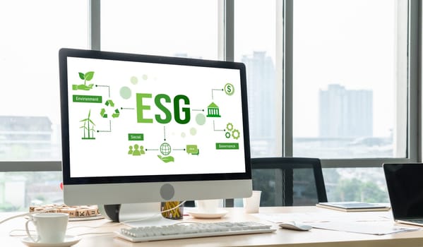 ESG environmental social governance policy for modish business to set a standard to achieve high ESG score
