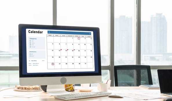 Calendar on computer software application for modish schedule planning for personal organizer and online business