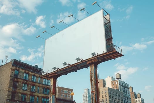 Blank white billboard signage, empty info banner, street banner. Mock up for advertisement