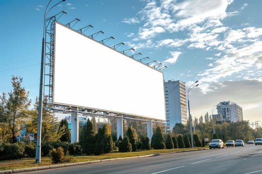 Blank white billboard signage, empty info banner, street banner. Mock up for advertisement