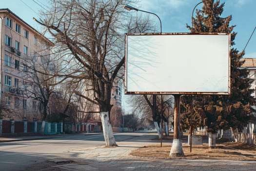 Blank white billboard signage, empty info banner, street banner. Mock up for advertisement