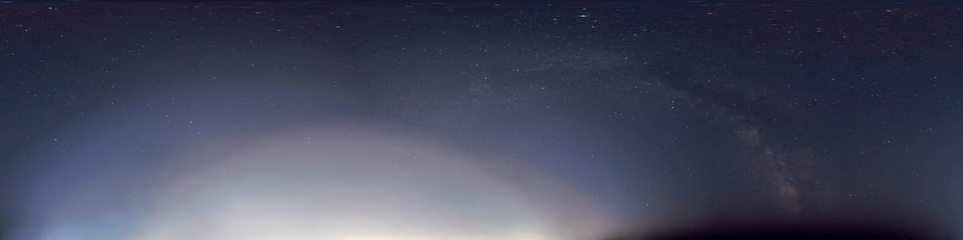 360 degree panoramic view on Arch of Milky Way and Moon