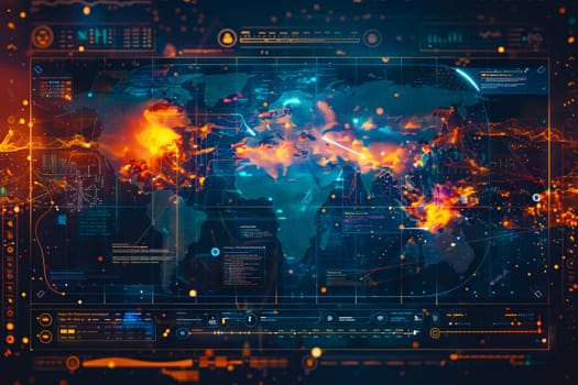 Diagram Scientific information futuristic and Technological Dashboard Map.