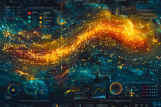 Diagram Scientific information futuristic and Technological Dashboard Map.