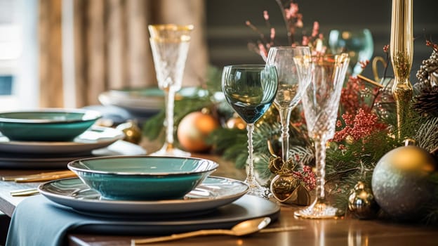 Christmas holiday family breakfast, table setting decor and festive tablescape, English country and home styling inspiration