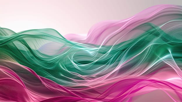 The abstract picture of the two colours of pink and green colours that has been created form of the waving shiny smooth satin fabric that curved and bend around this beauty abstract picture. AIGX01.
