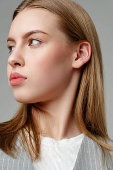 Close Up Portrait of Young Woman With Green Eyes