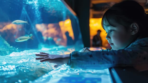 Smart children learning about science while hydroelectric innovation at exhibition or museum. Diverse attractive kid or elementary student looking at innovation. Creative learning concept. AIG42.