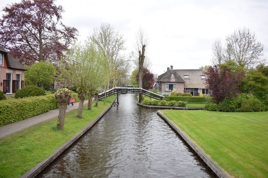 GIETHOORN, NETHERLANDS, April, 27, 2024, Beautiful village much loved by tourists. High quality photo