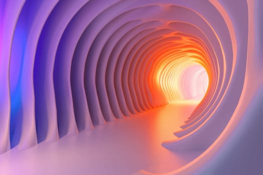 A long tunnel with a bright light at the end. The tunnel is lined with strange, glowing symbols. AIG51A.