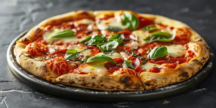 A delicious pepperoni pizza, fresh out of the oven. AIG51A.