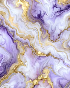 Vertical violet marble abstract background texture with gold veining in luxurious style, AI generated illustration.