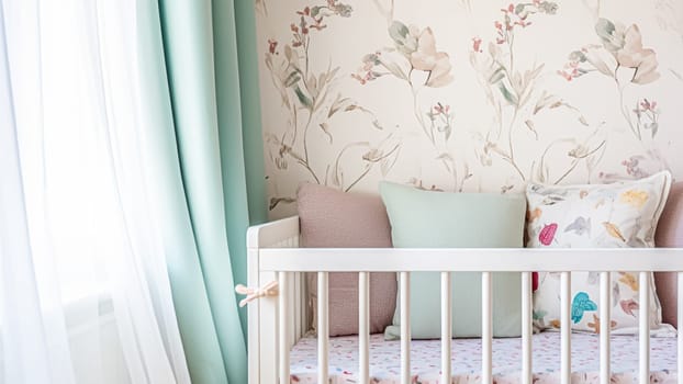 Baby room decor and interior design inspiration in beautiful English countryside style cottage