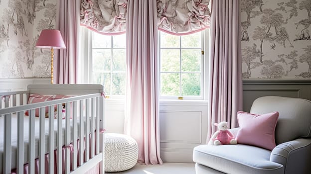 Baby room decor and interior design inspiration in beautiful English countryside style cottage