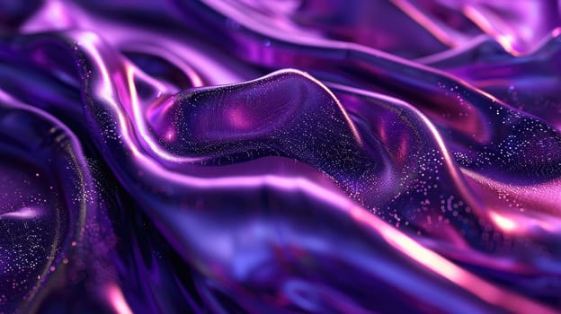 A close-up image of a crumpled piece of purple silk fabric with sparkles. AIG51A.