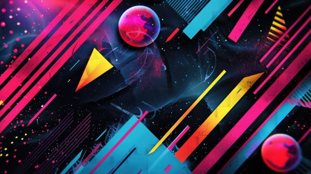 An abstract image with bright neon colors and geometric shapes. AIG51A.