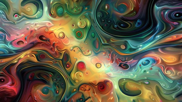 Colorful abstract painting with a variety of shapes and colors. AIG51A.