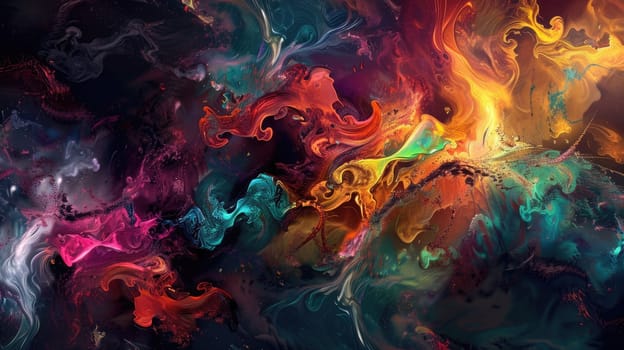 Colorful abstract painting with vibrant blues, greens, pinks and yellows AIG51A.
