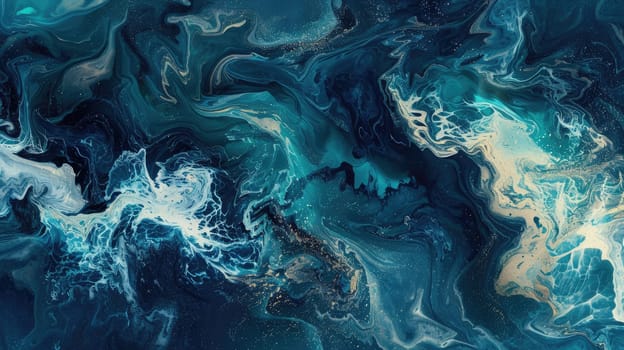 A beautiful painting capturing the azure water and cloudy atmosphere of the ocean, where liquid waves meet the sky in a stunning display of art AIG50