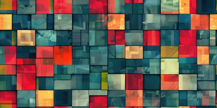 A seamless pattern of randomly arranged colored squares. AIG51A.