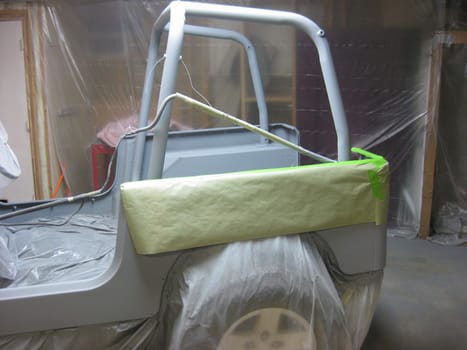 Auto Body Repair, Primer Gray, 1990s Vehicle Restoration . High quality photo