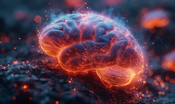 Detailed view of a brain in darkness.