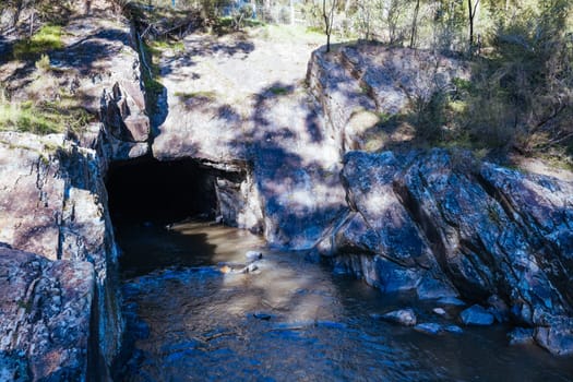 Pound Bend Tunnel in Warrandyte State Park and Pound Bend Reserve on a cool autumn day in Warrandyte, Victoria, Australia.