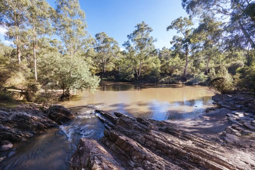 Pound Bend Tunnel in Warrandyte State Park and Pound Bend Reserve on a cool autumn day in Warrandyte, Victoria, Australia.