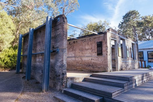 Warrandyte River Reserve and Taffy's Hut on a cool autumn day in Warrandyte, Victoria, Australia.