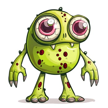 A creative arts depiction of a toy frog, a true frog vertebrate organism, with big eyes and claws, standing on a white background in an artistic representation of an amphibian creature