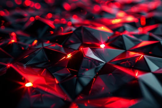 A close up of a red and black patterned surface with a glowing red light. The image has a futuristic and abstract feel to it