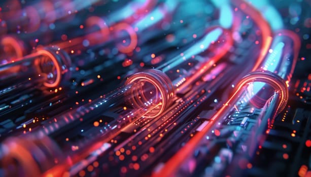 A colorful image of wires and cables with a futuristic vibe by AI generated image.